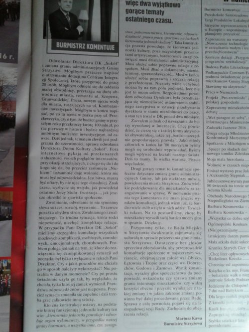 Burmistrz komentuje