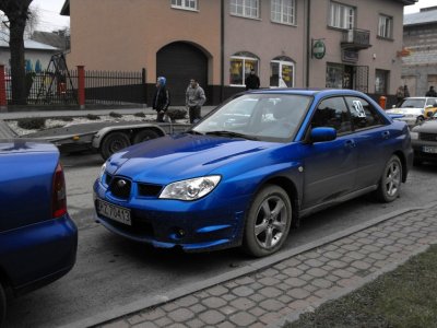 Po rajdzie Wielepole Skrzyńskie Sośnice Szufnarowa Subaru impreza